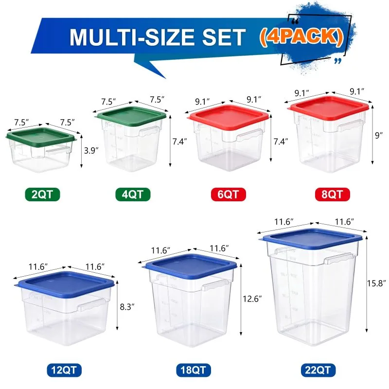 Recipientes de Almacenamiento de 4 Cuartos con Asas y Escala (pack de 4) — foto 2