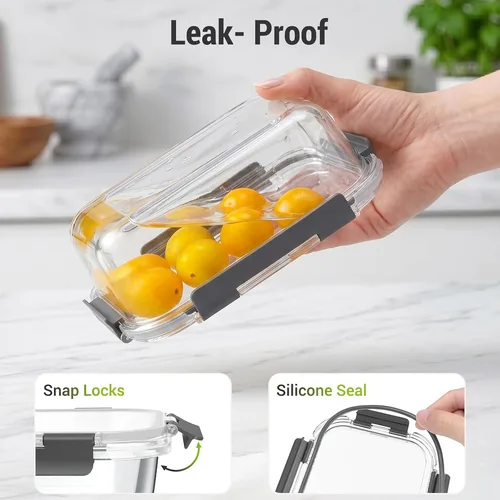 Dealusy Set de 10 Recipientes de Vidrio con Tapas Herméticas (36 y 12 oz) — foto 3