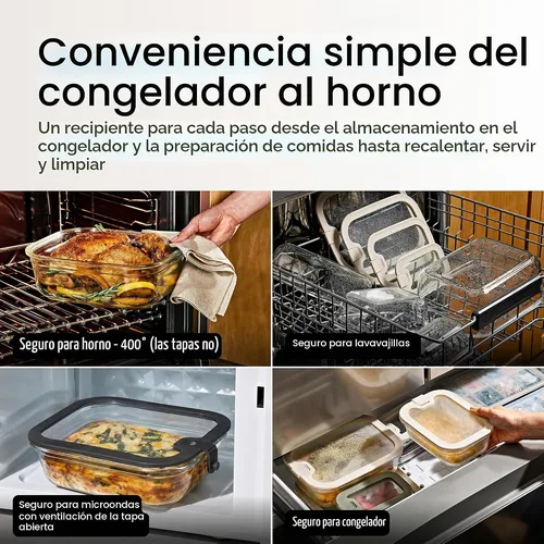 Naked Kitchen Set de 4 Recipientes de Vidrio Anidables con Tapas de Silicona — foto 4