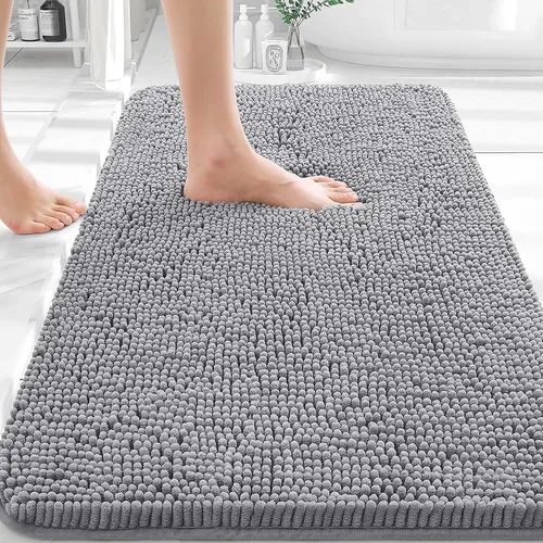 OLANLY Alfombra de Baño de Felpilla Extrasuave 36x24", Gris