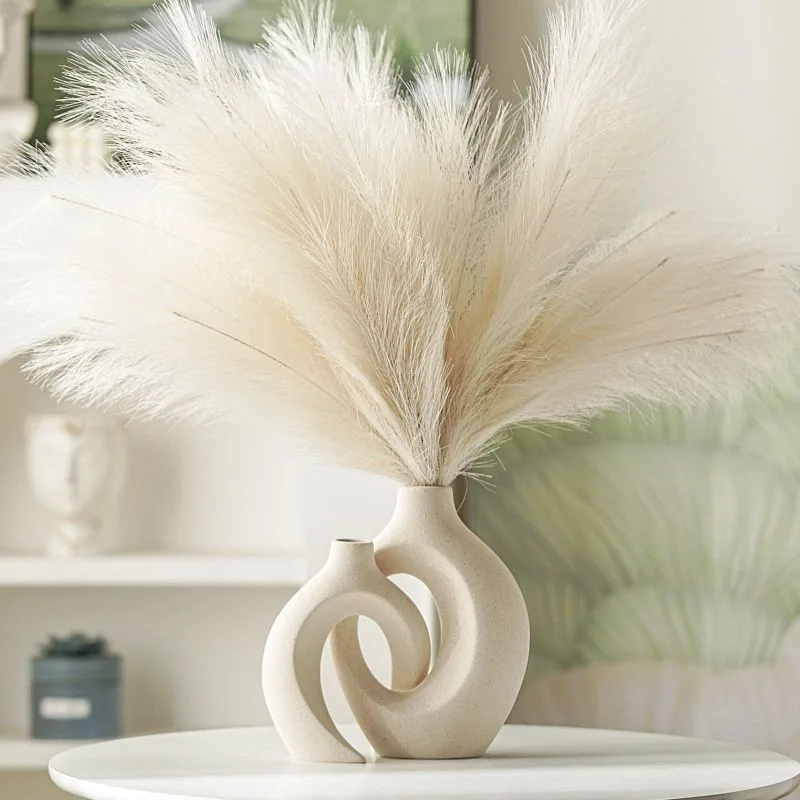 Lvases Set de 2 Jarrones de Cerámica Nórdico/Boho, Blanco — foto 4