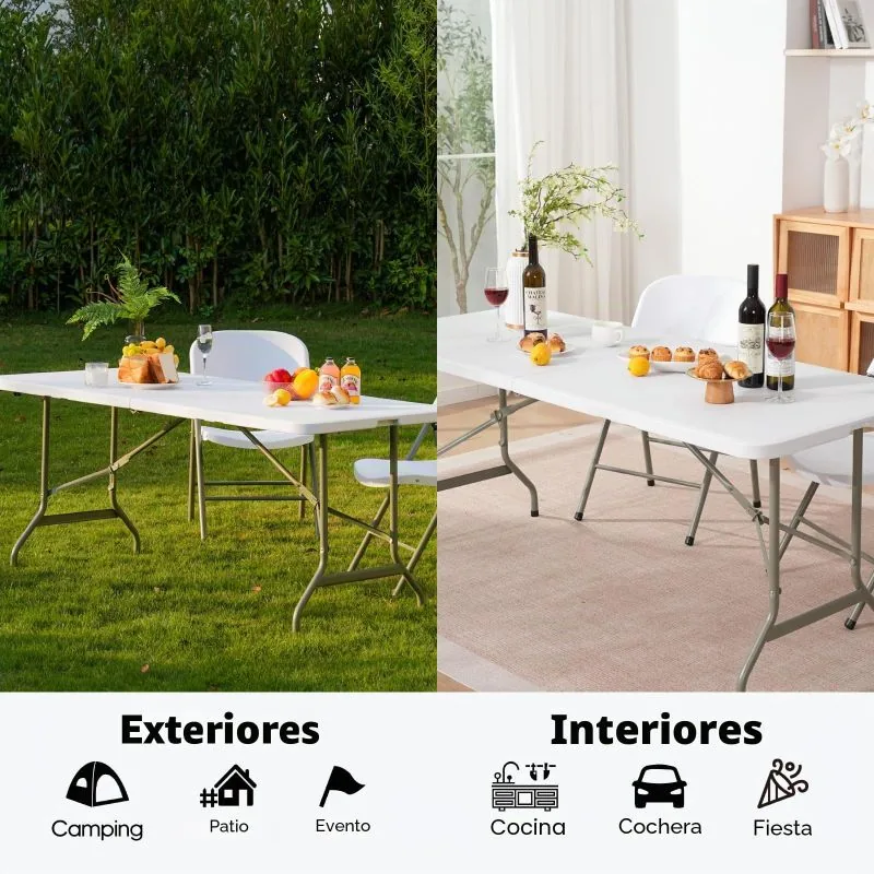 GlowitLian Mesa Plegable de 6 Pies, HDPE y Acero (500 lb) — foto 4