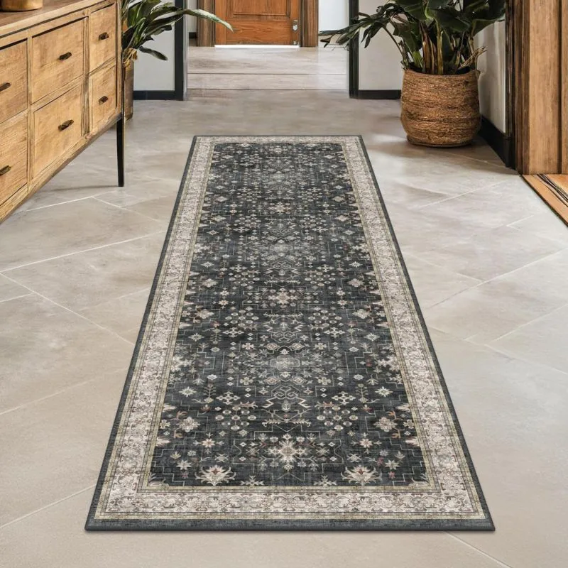 Hazo Haus Alfombra de Pasillo Boho 2x6 ft, Negro