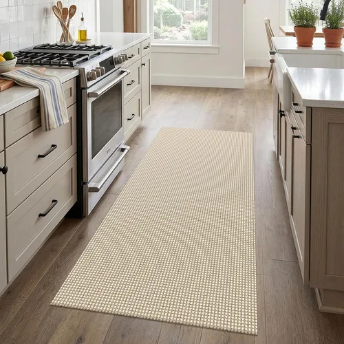 IOHOUZE Alfombra de Pasillo Tejida de Algodón 3x6 ft, Beige — foto 2