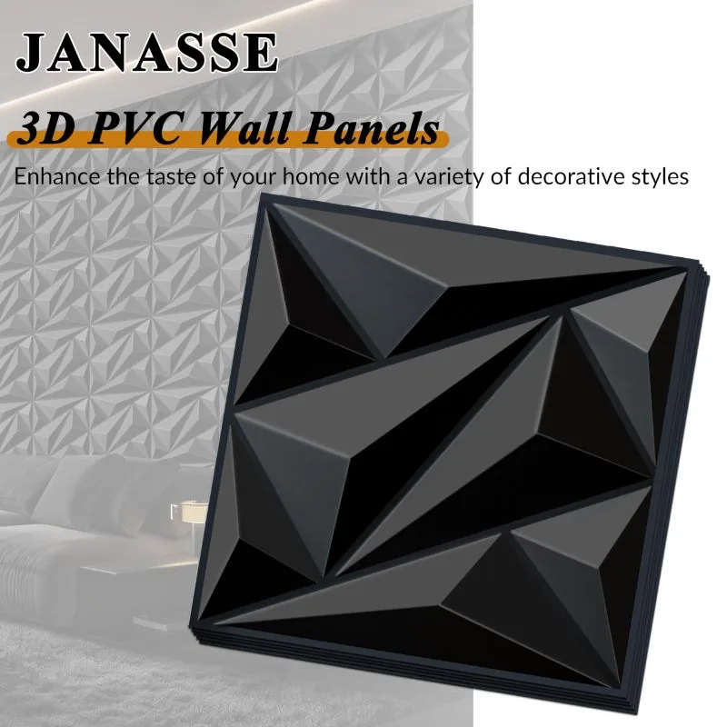 janasse Paneles de Pared 3D Geométricos de PVC (set de 33, cubre 32 ft²) — foto 2
