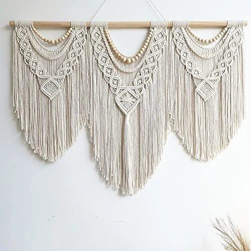 guzhiou Tapiz de Macramé Grande para Pared, Boho Hecho a Mano 43x32"