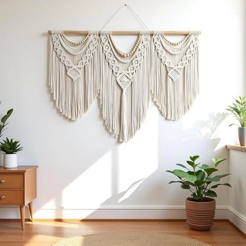 guzhiou Tapiz de Macramé Grande para Pared, Boho Hecho a Mano 43x32" — foto 3