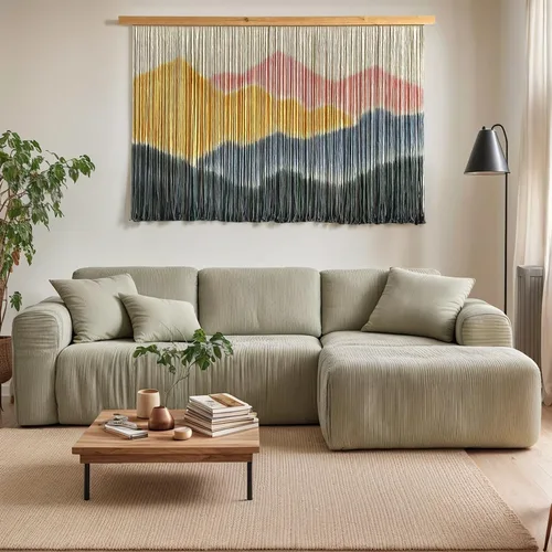 Sdjazl Tapiz de Macramé Teñido a Mano, Paisaje de Montaña 57x35" — foto 3